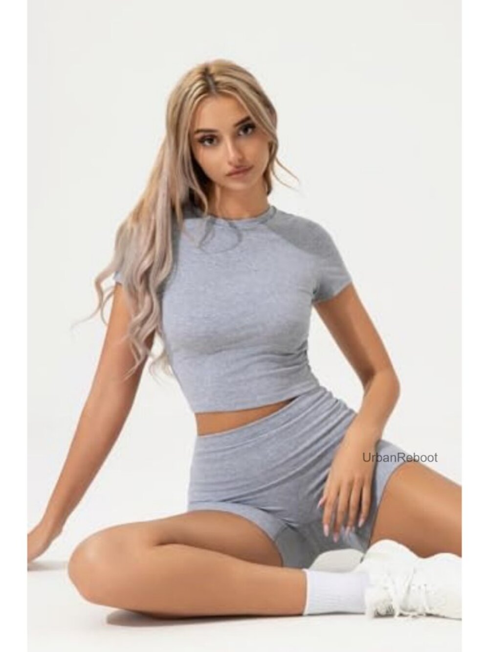 QINSEN 2-Piece Lounge Set - Crop Top & Foldover Shorts - Picture 4 of 6